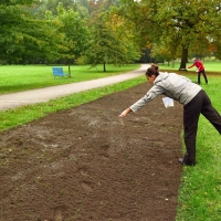 Lenka and Klára during the foundation of flowering strips