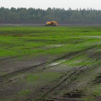 Peat bog Branná, a locality mined using heavy machinery.