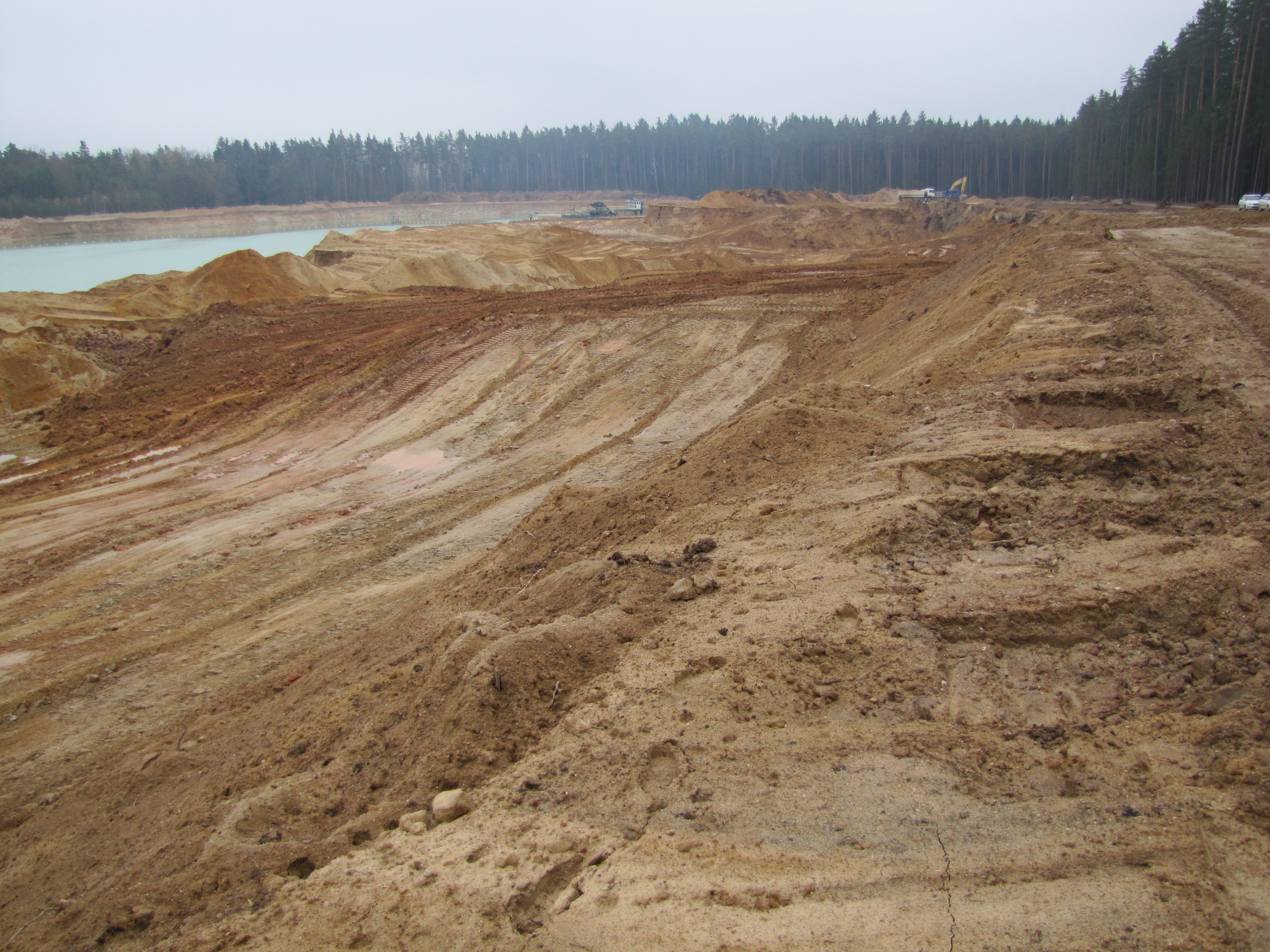 Pás lesnické rekultivace napravo a celá levá část ponechaná spontánní sukcesi!